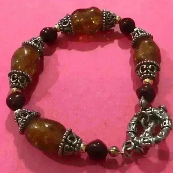 Brown & Silver Bracelet Approx. 3 inches - Picture 1 of 1